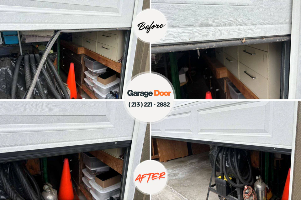 Before and after: garage door repair Sedan, KS